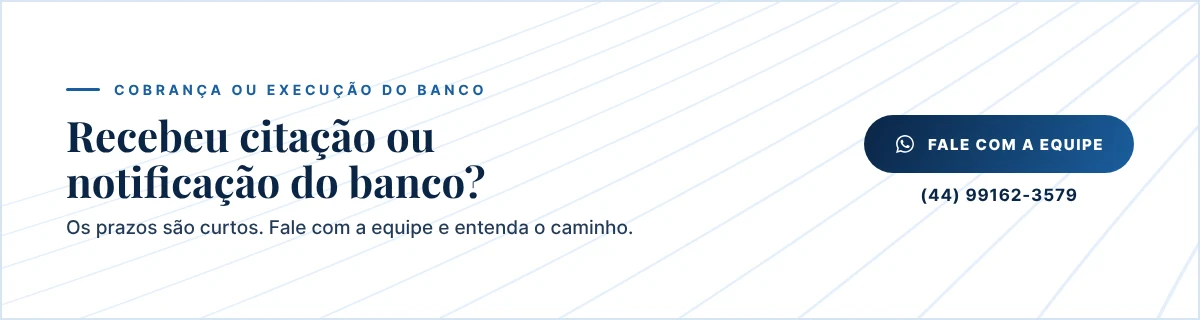 Recebeu uma execução bancária? Fale com a equipe de Direito Bancário pelo WhatsApp