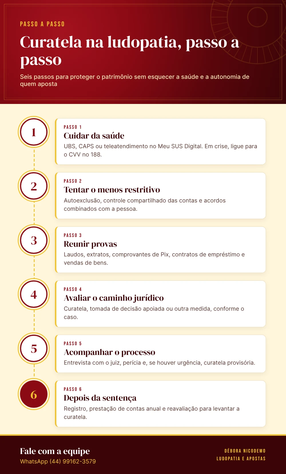 Infográfico: Curatela na ludopatia, passo a passo