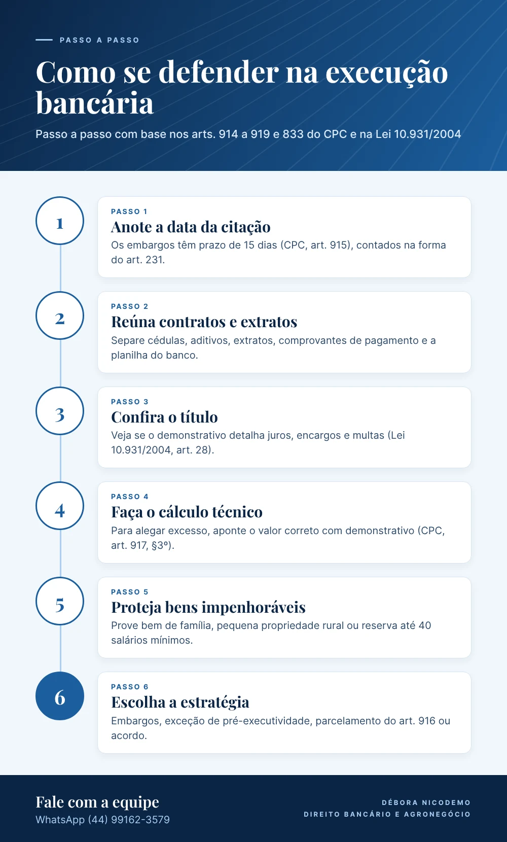 Infográfico: passo a passo da defesa na execução bancária